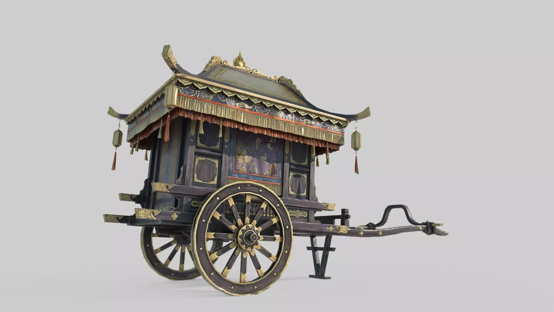Asian ancient vehicle luxury carriage 3D model