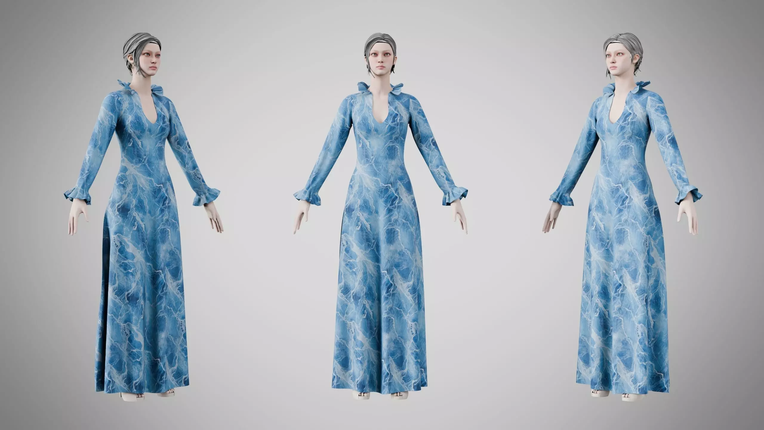 Dress 29 Ocean Frost v3 Low-poly 3D model