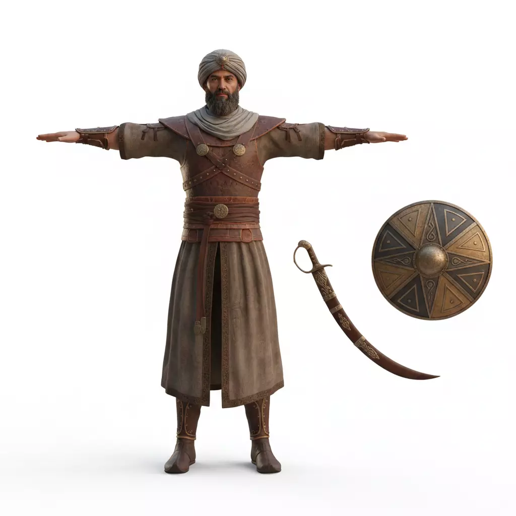 Arab Desert Warrior 3D Model Rigged Game Ready Low-poly 3D model