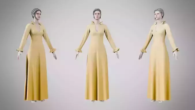 Dress 29 Caramel Low-poly 3D model
