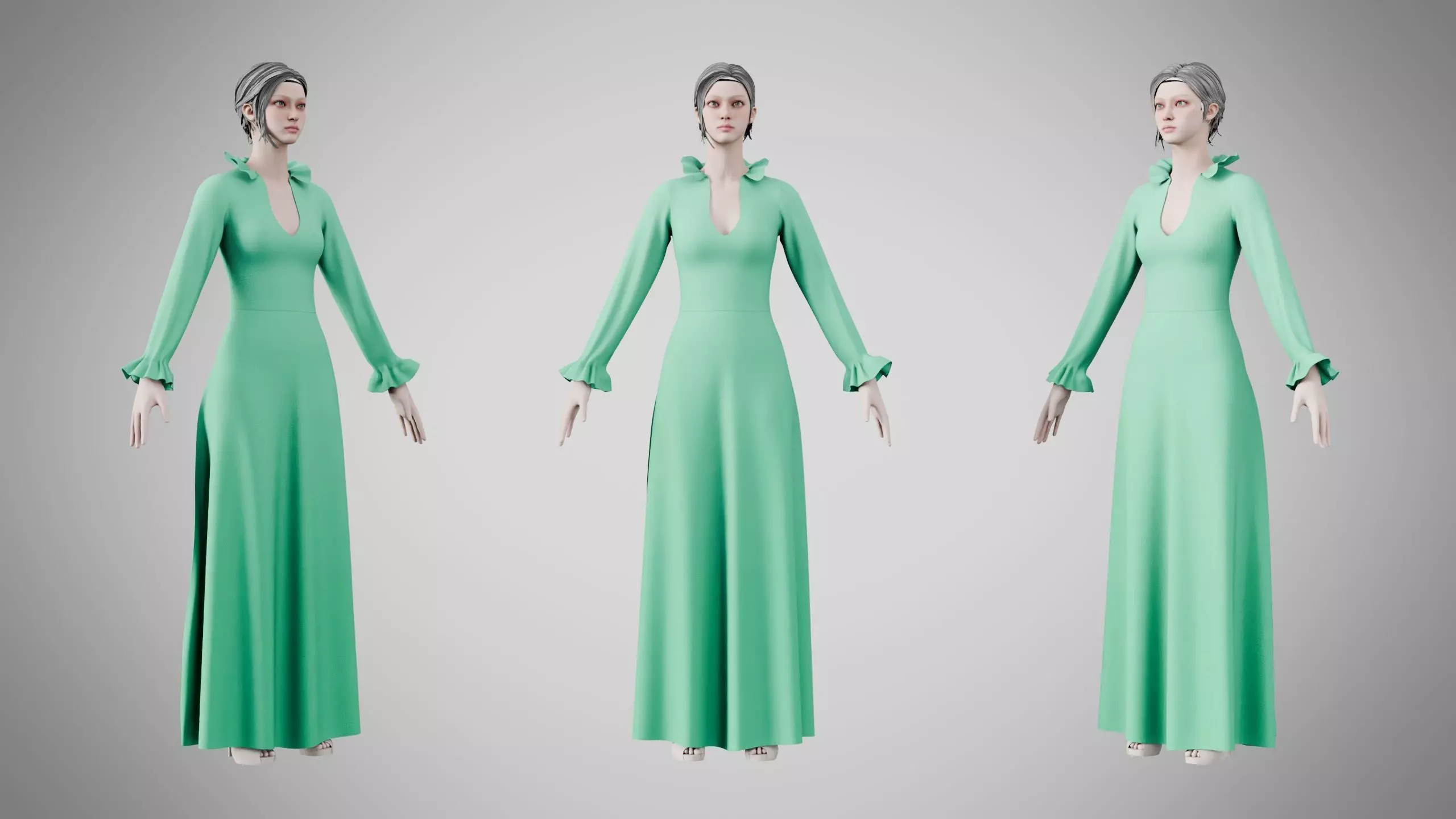 Dress 29 Medium Aquamarine Low-poly 3D model