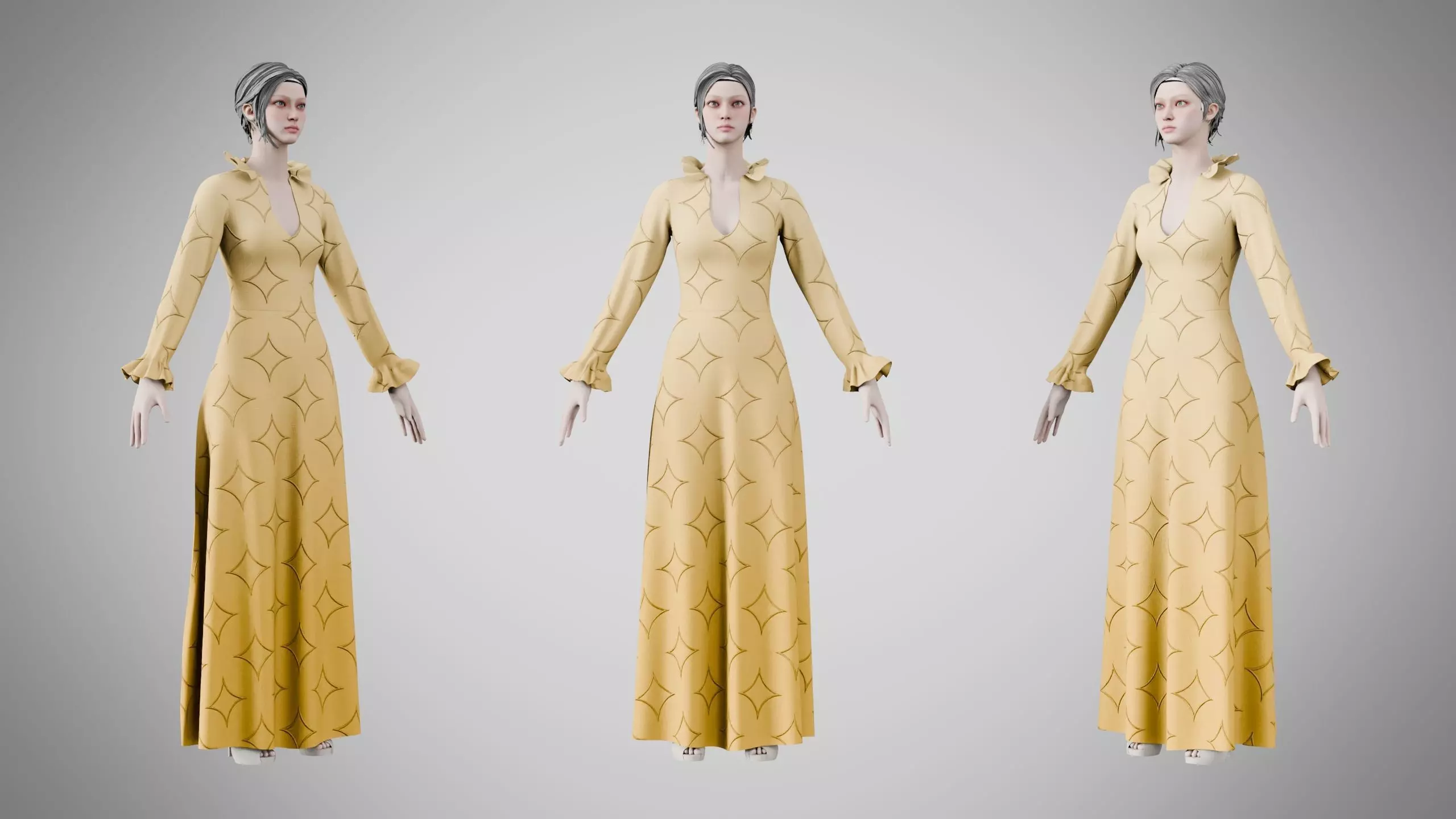 Dress 29 Caramel With Design Low-poly 3D model