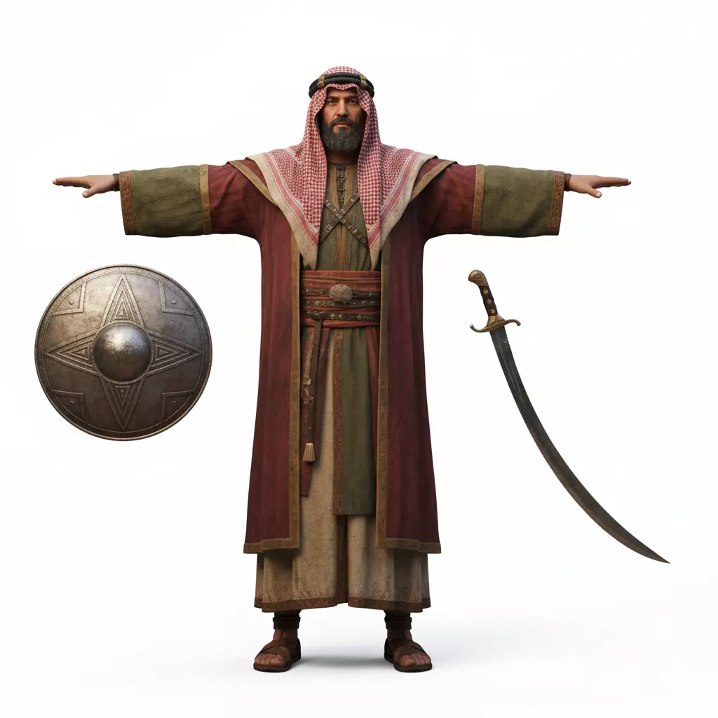 Arab Desert Warrior 3D Model Rigged Game Ready Low-poly 3D model