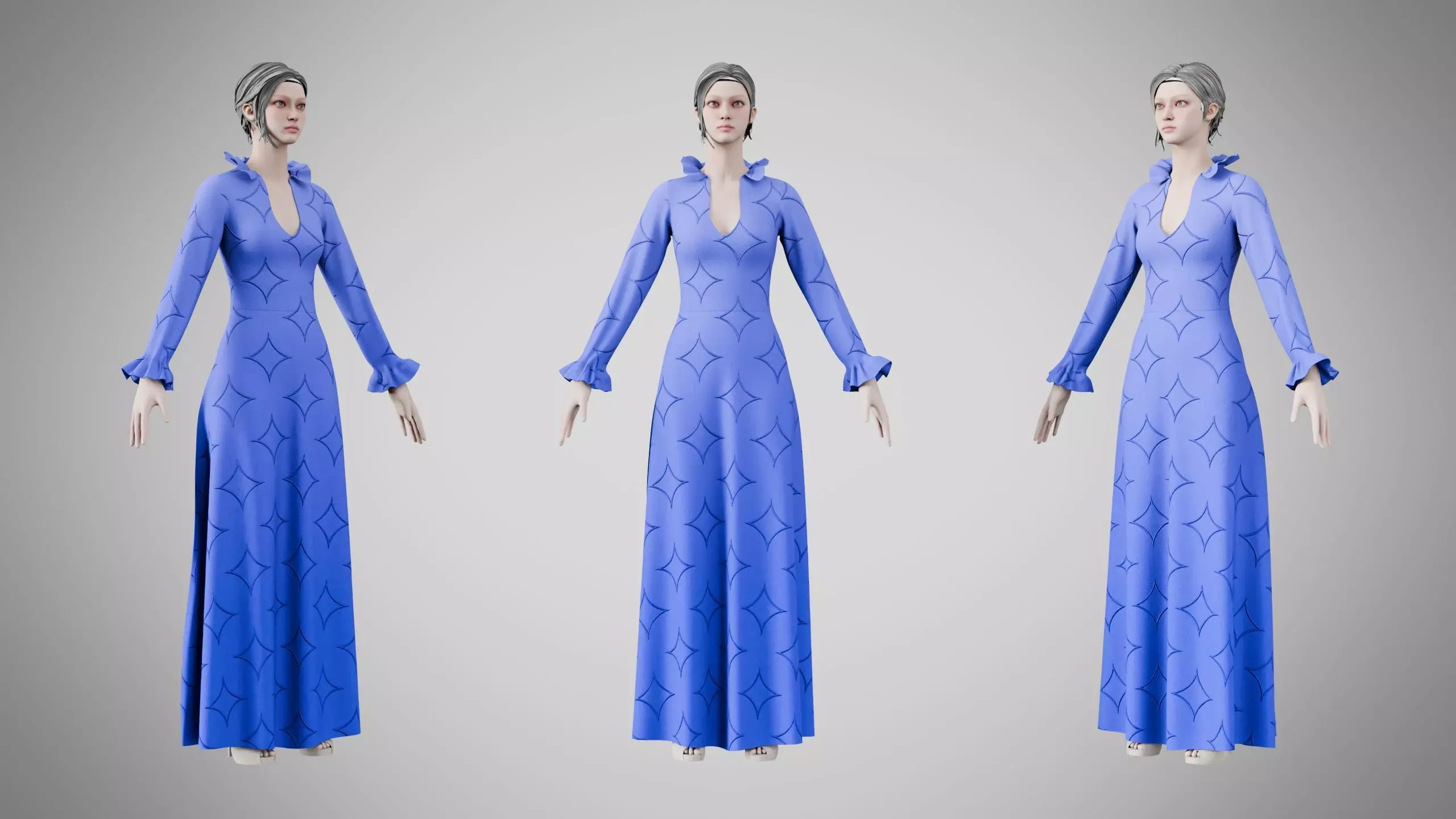 Dress 29 Very Light Blue With Design Low-poly 3D model