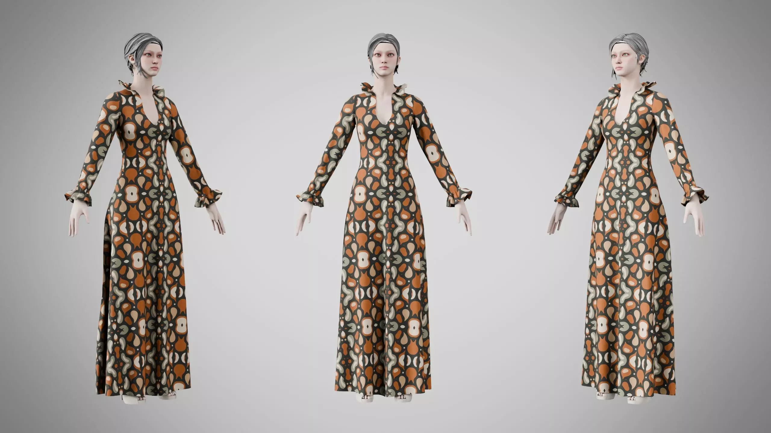 Dress 29 Abstract Organic Mosaic Low-poly 3D model