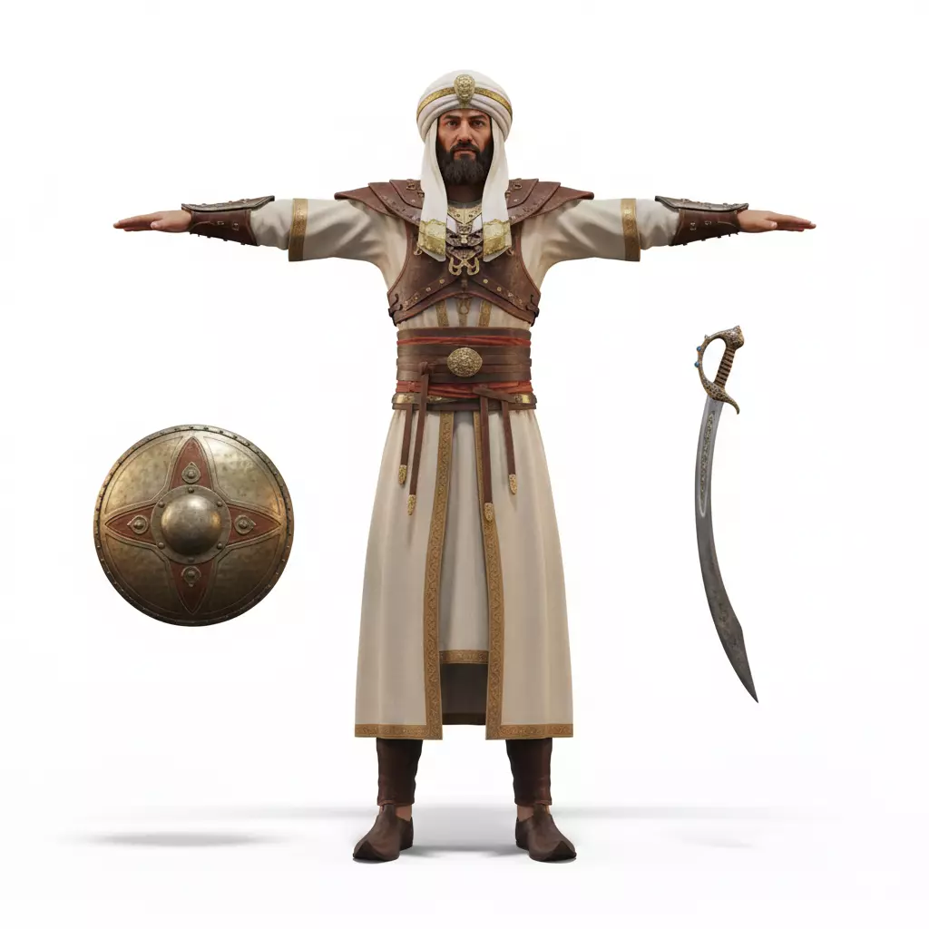 Arab Desert Warrior 3D Model Rigged Game Ready Low-poly 3D model