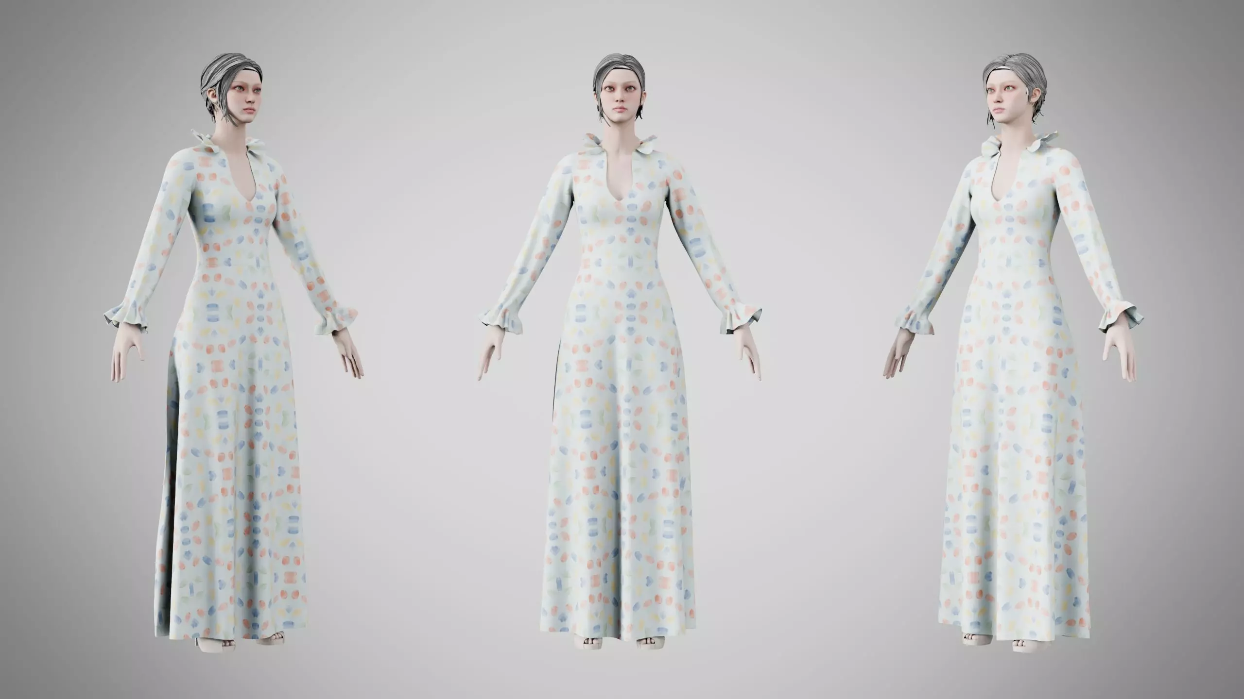 Dress 29 Aqua Meadow Mosaic Low-poly 3D model