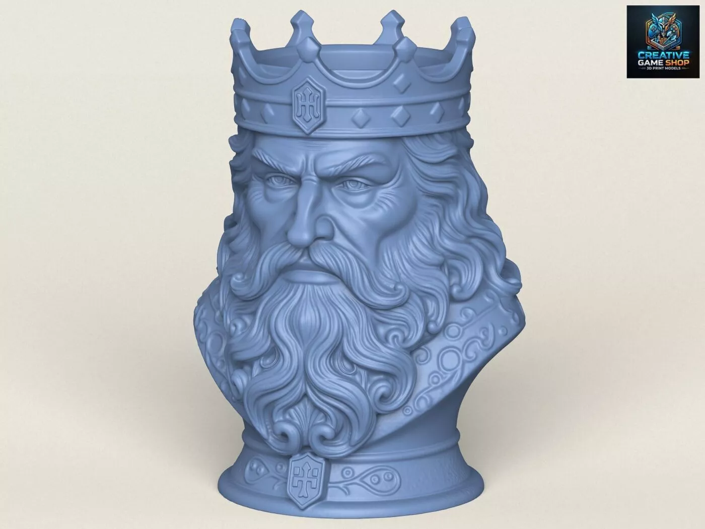 Warrior King Face Bust Vase 3D print model
