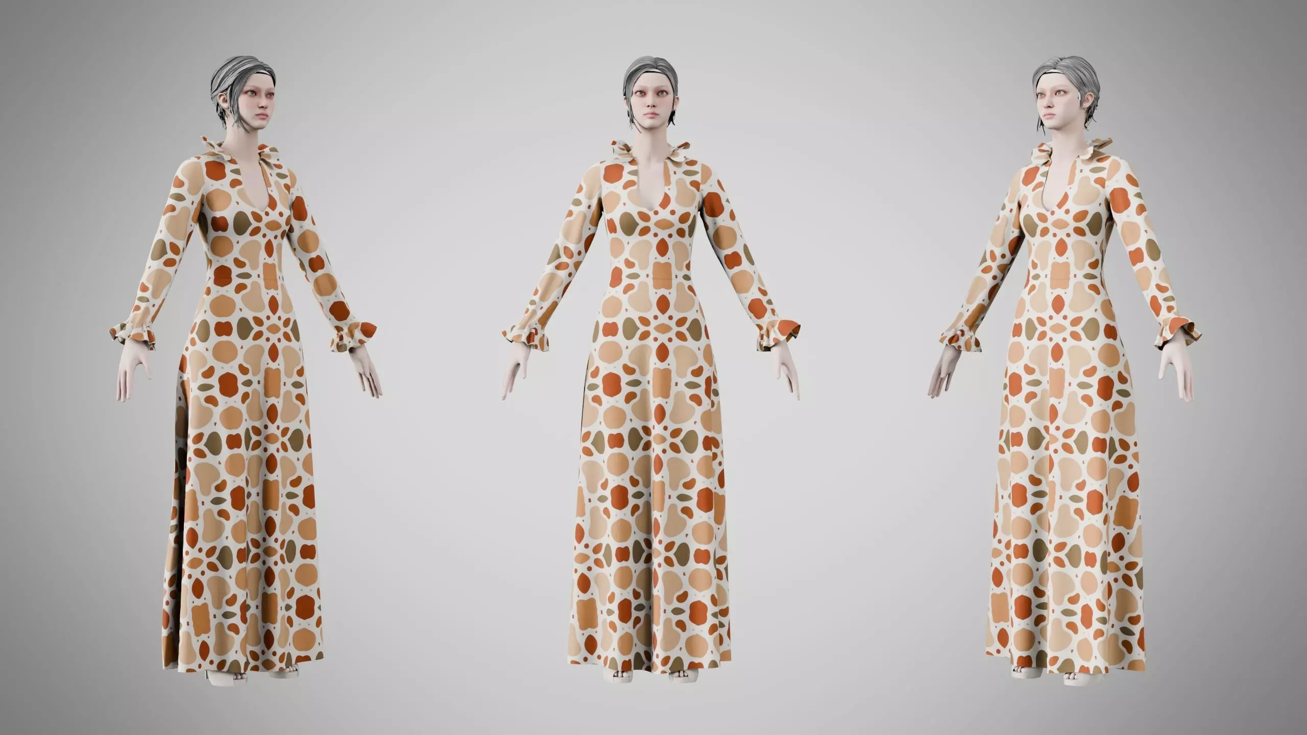 Dress 29 Terracotta Pebble Pattern Low-poly 3D model