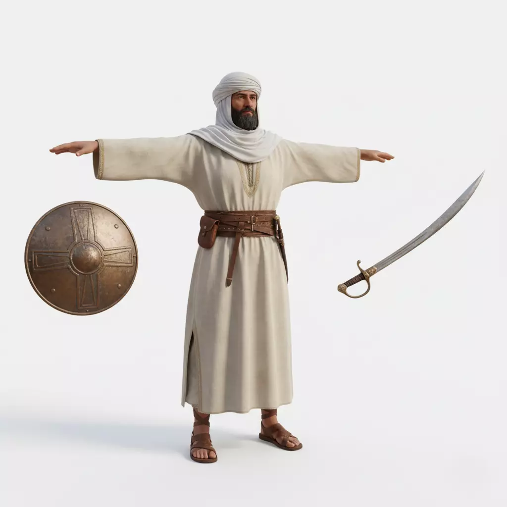 Arab Desert Warrior 3D Model Rigged Game Ready Low-poly 3D model