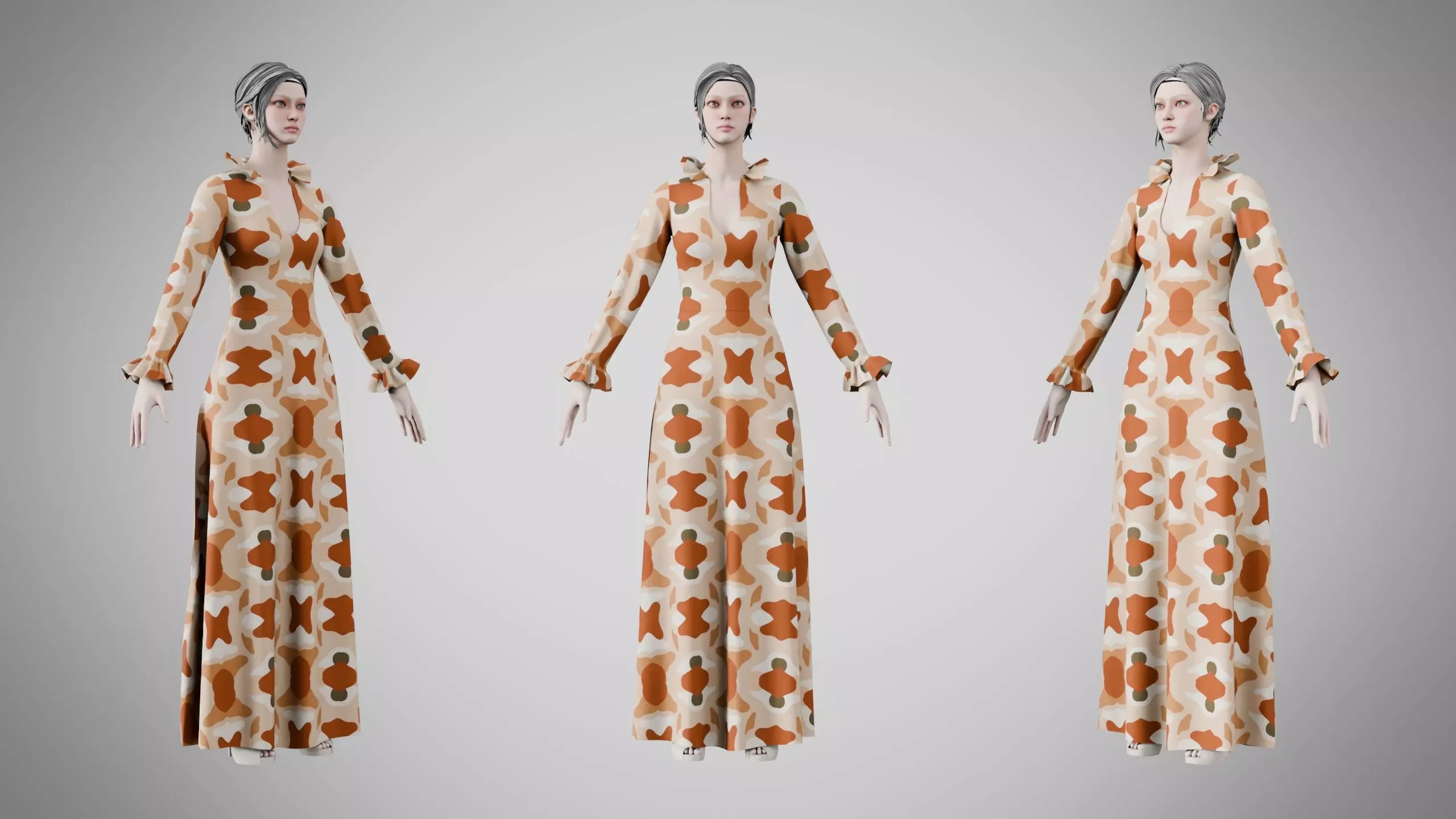 Dress 29 Warm Geometric Organic Low-poly 3D model