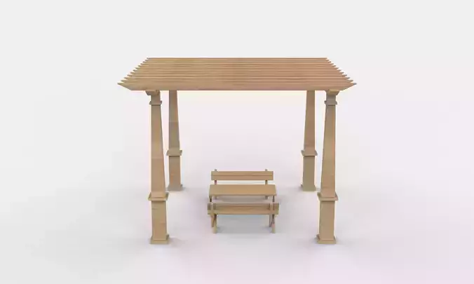 Wooden pergola 9 3D model