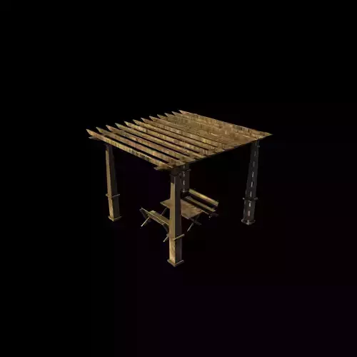 Wooden pergola 9  3D model 6