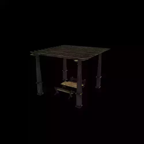 Wooden pergola 9  3D model 3