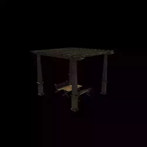 Wooden pergola 9  3D model 4