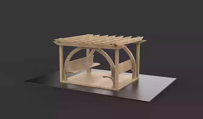 Wooden pergola 8 3D model 7