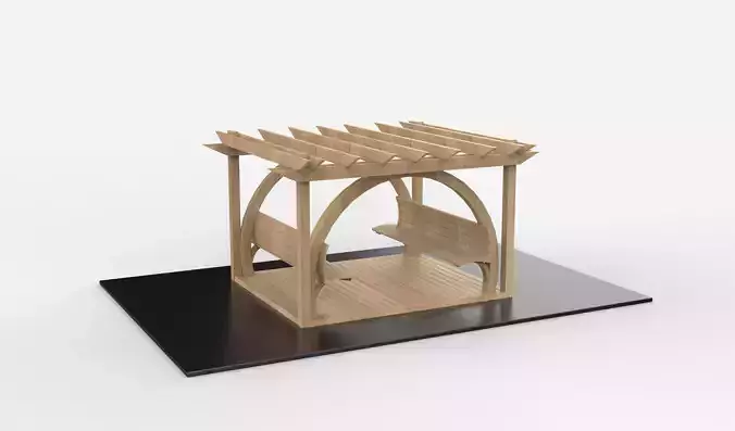 Wooden pergola 8 3D model
