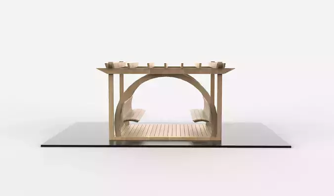 Wooden pergola 8 3D model 4