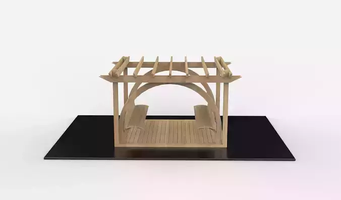 Wooden pergola 8 3D model 2