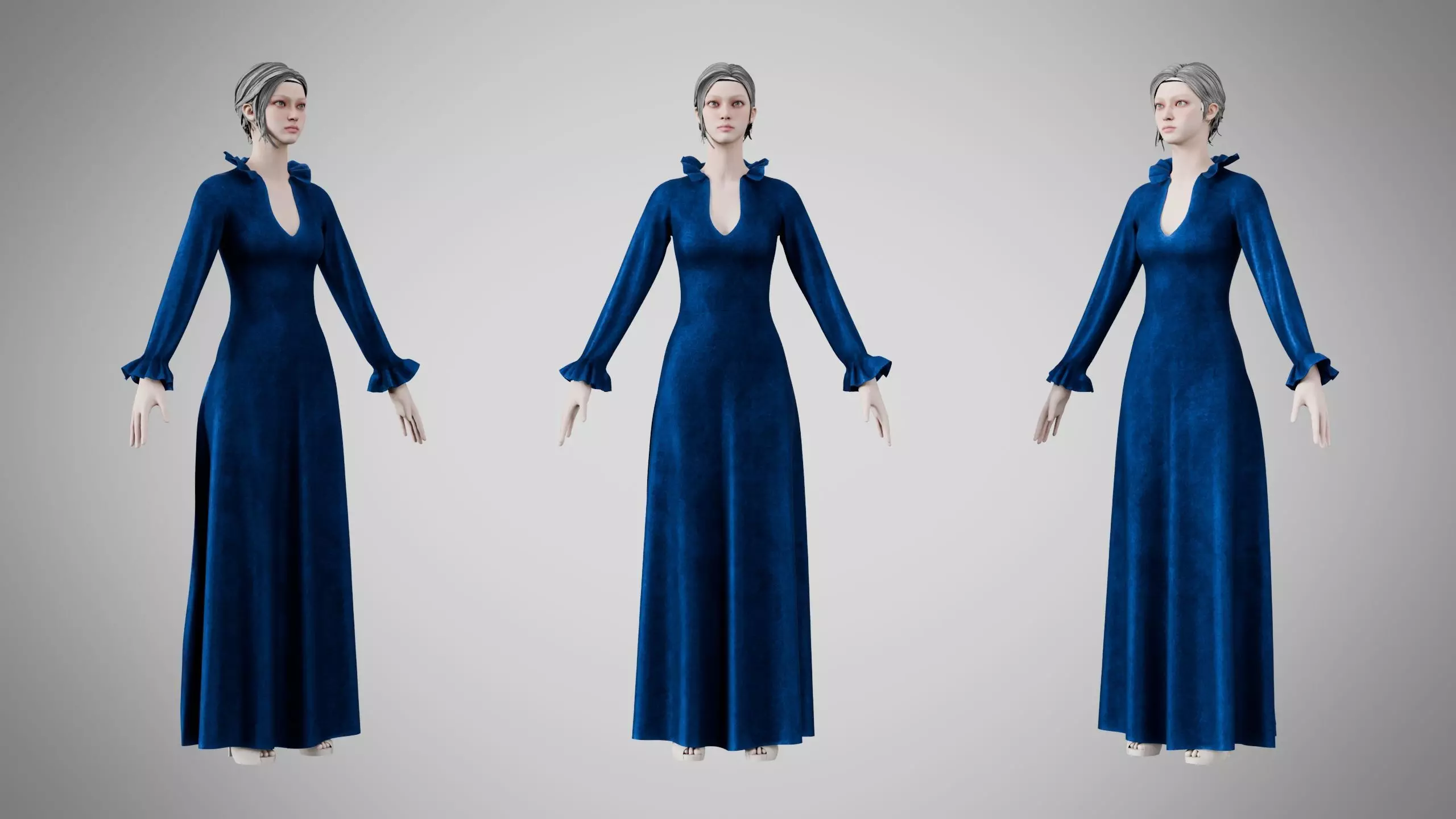 Dress 29 Sapphire Velvet Low-poly 3D model