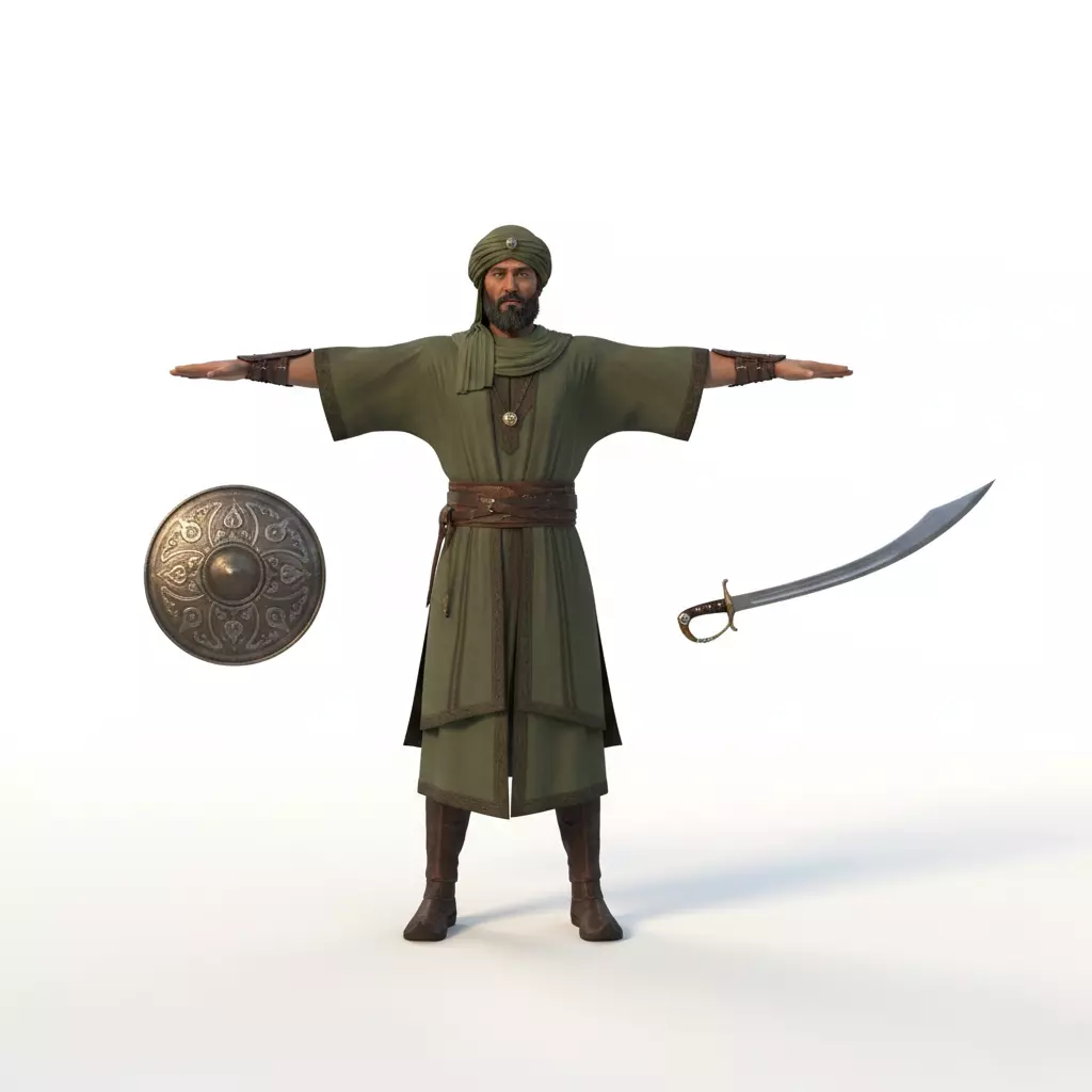 Arab Desert Warrior 3D Model Rigged Game Ready Low-poly 3D model