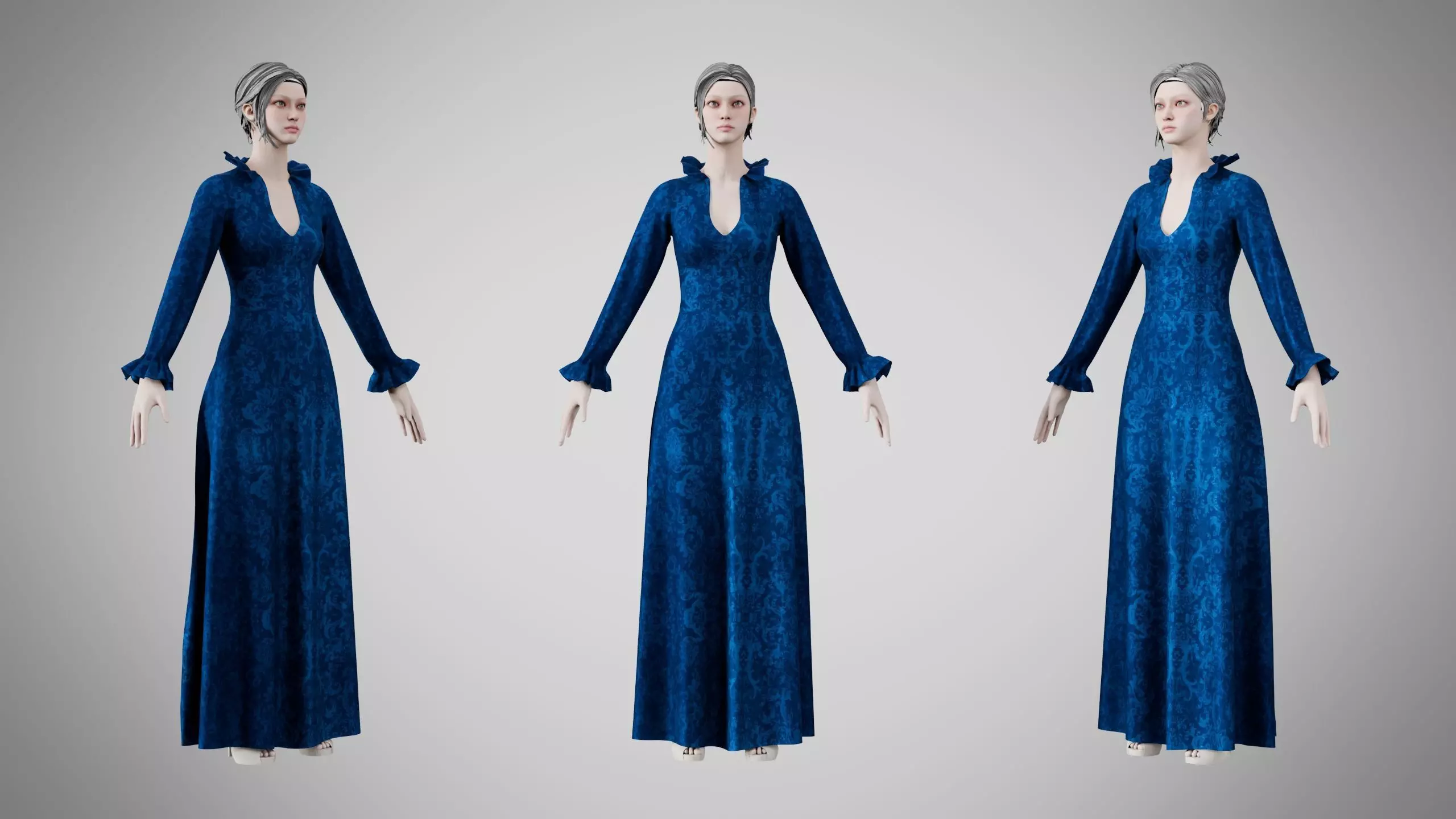 Dress 29 Sapphire Mist Velvet Low-poly 3D model