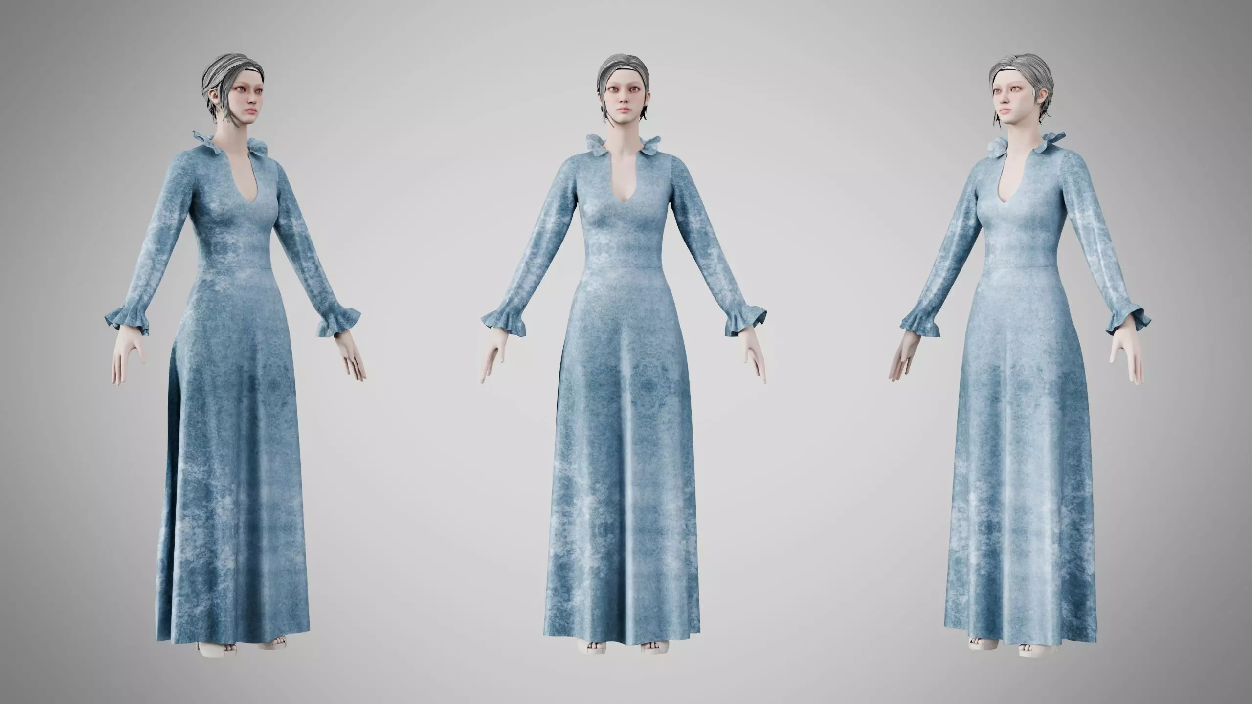 Dress 29 Velvet Frost v2 Low-poly 3D model