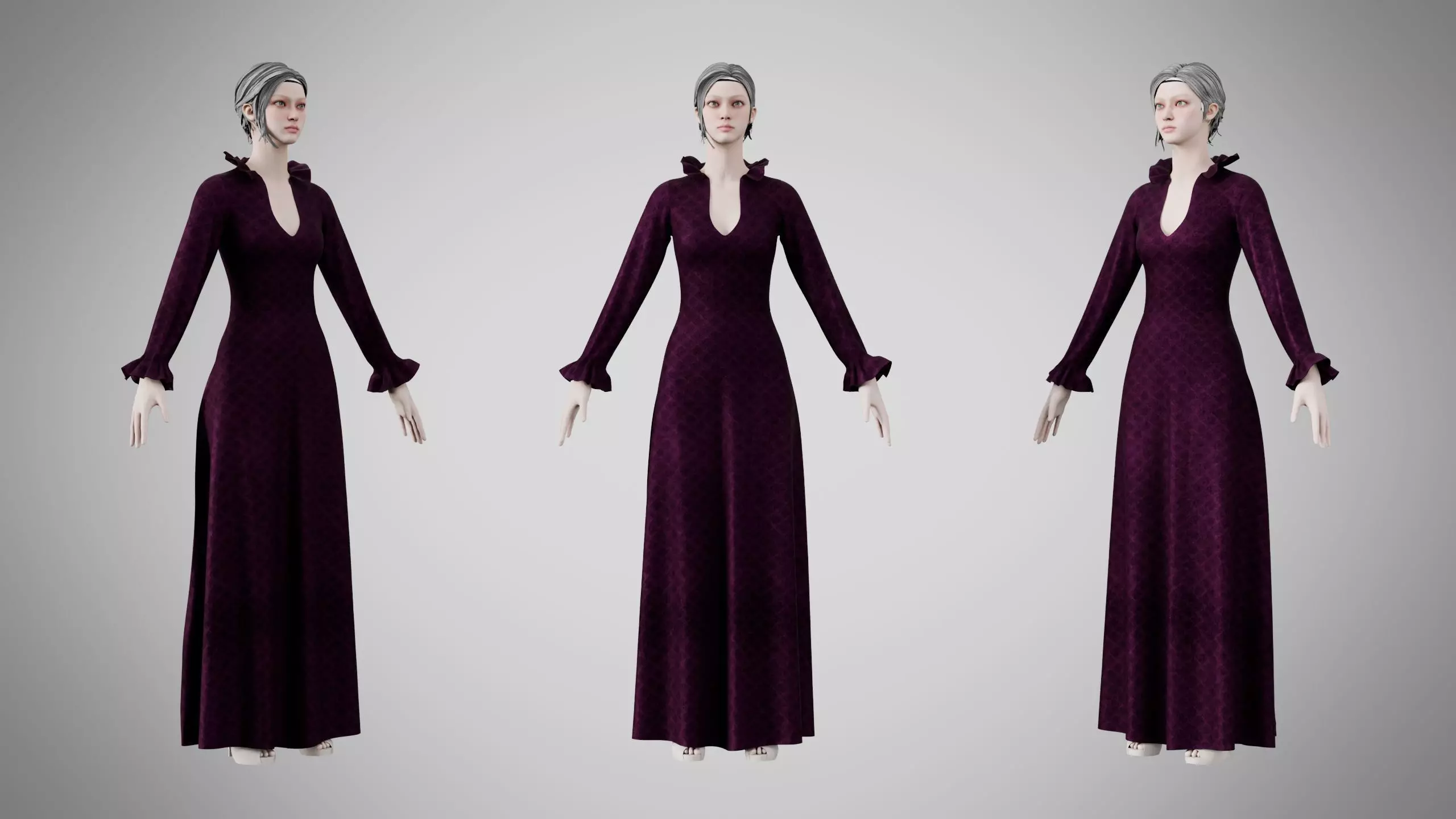 Dress 29 Velvet Plum Dream v2 Low-poly 3D model