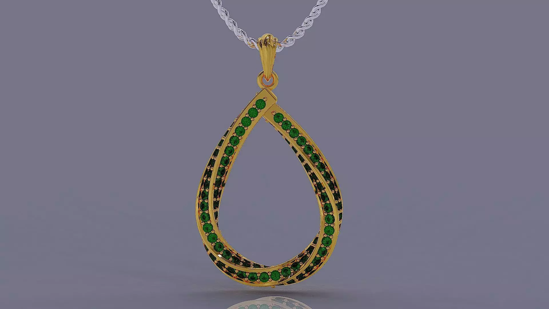 Twisted diamond set teardrop necklace 3D print model