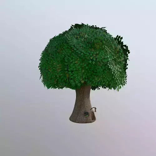 Fantasy Tree House with Dense Green Foliage 3D model 2