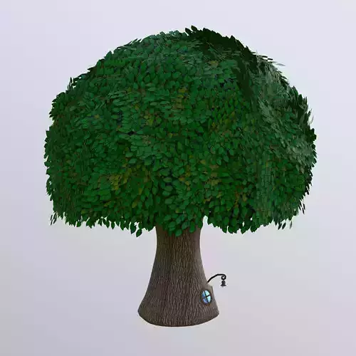 Fantasy Tree House with Dense Green Foliage 3D model 5