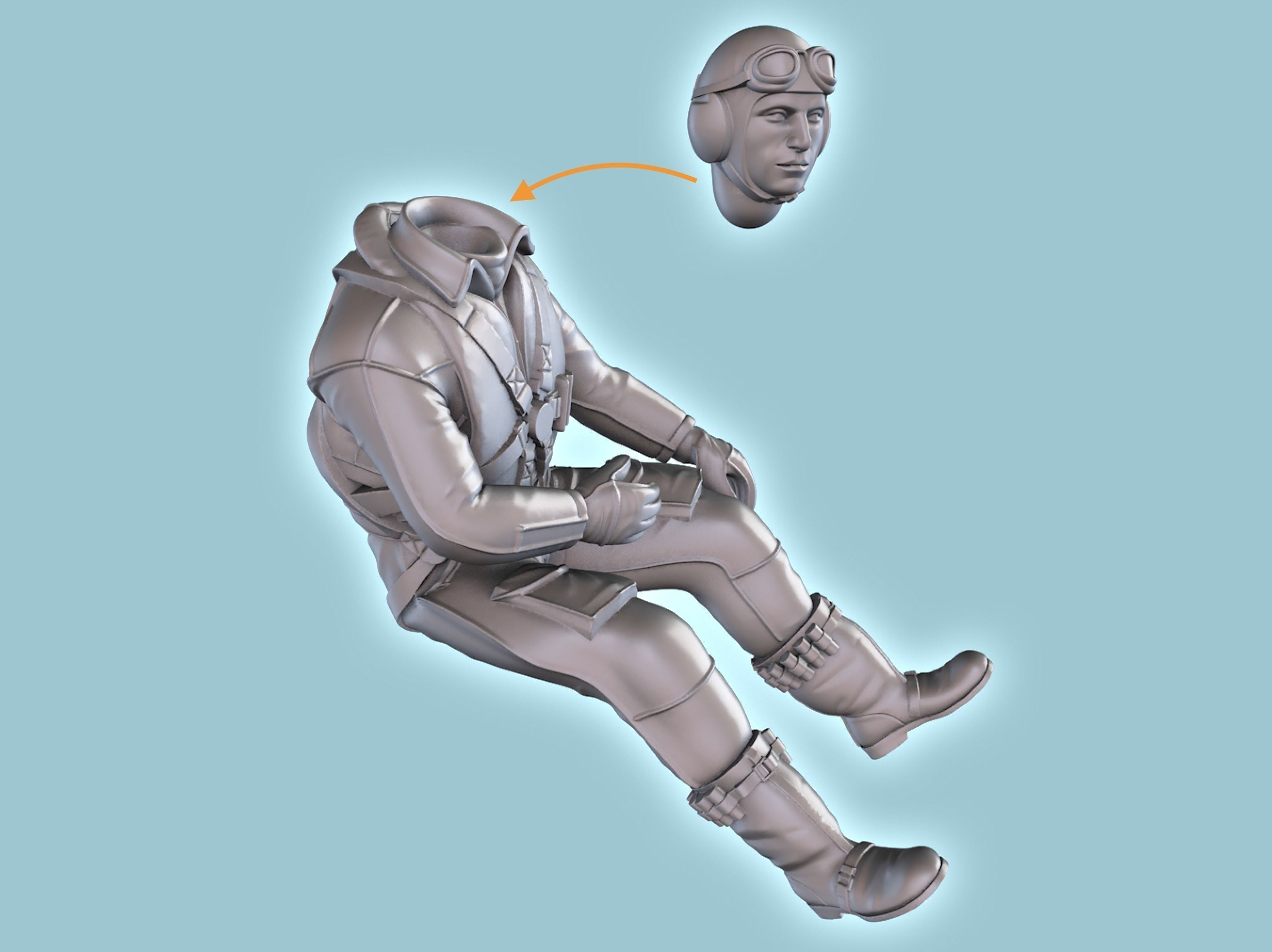 Pilot Me-109 3D print model_13