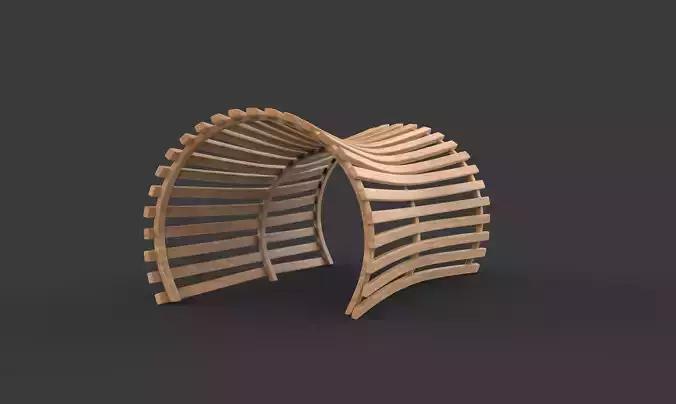 Wooden Pergola 11 3D model 7