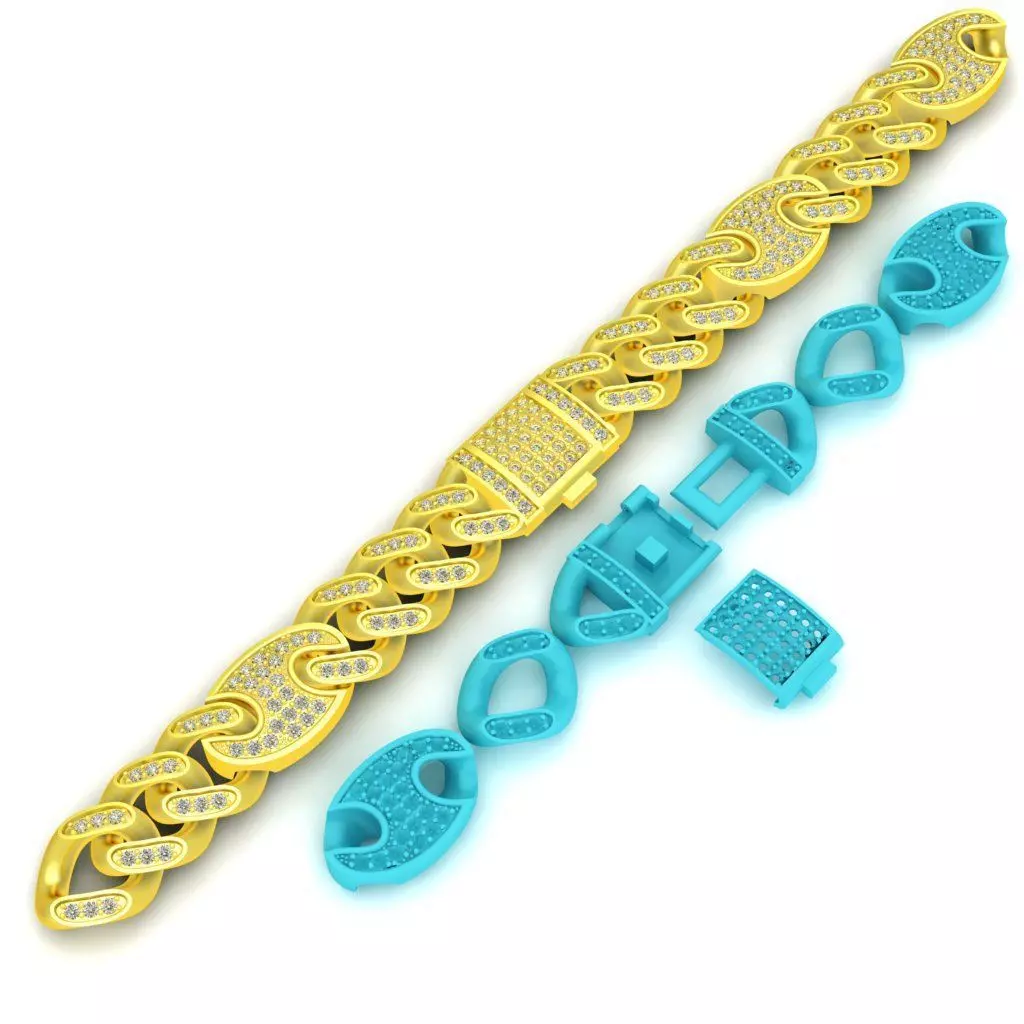 Luxury Cuban Link Diamond Bracelet Jewelry Design 133a 3D print model