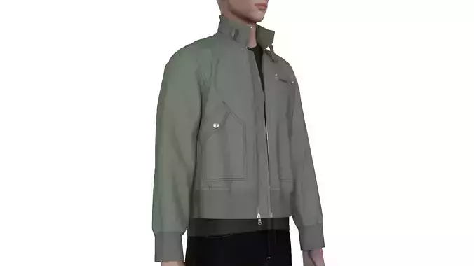 Style3D High Neck Bomber Jacket 3D model