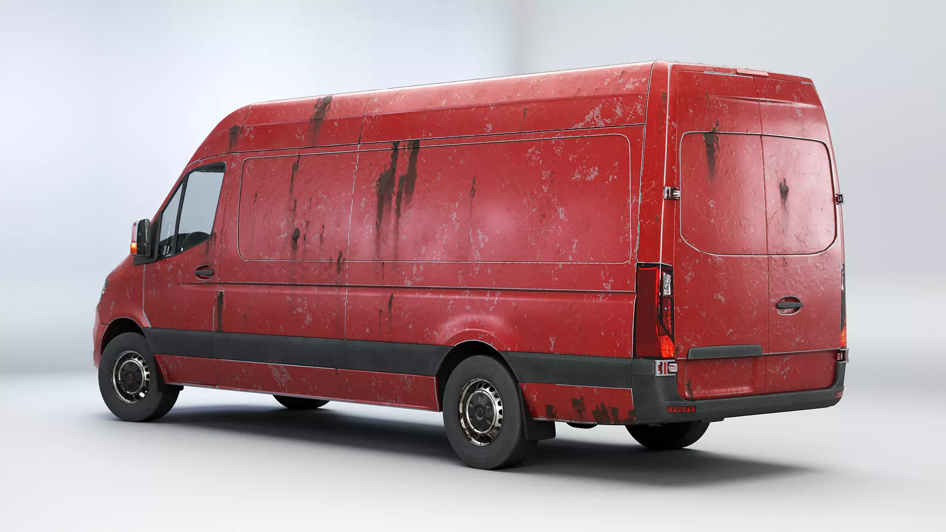 Generic Rusted Euro Long Panel Van Low-poly 3D model