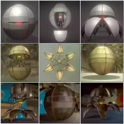 Sphere Bot Collection  Low-poly 3D model