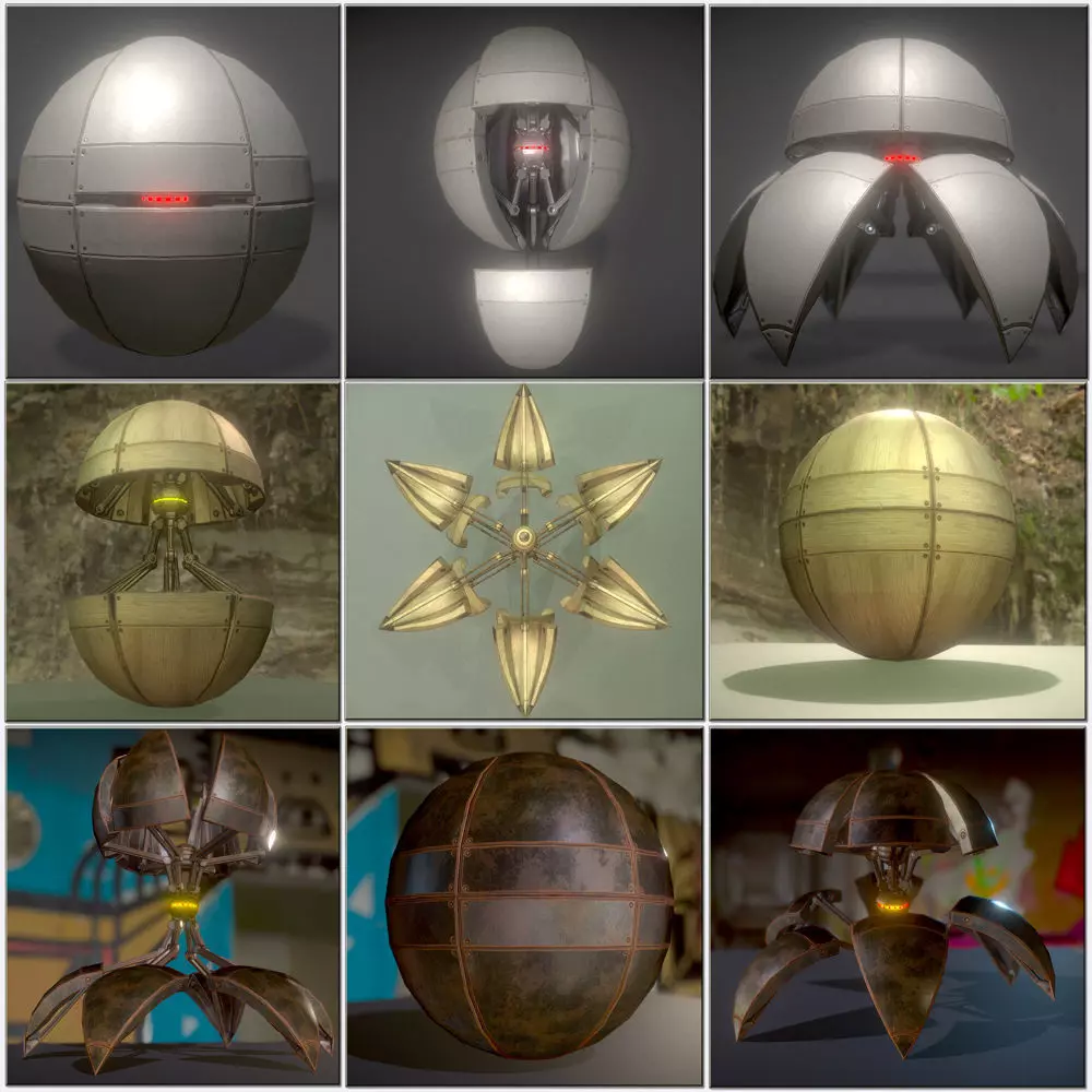 Sphere Bot Collection Low-poly 3D model_0