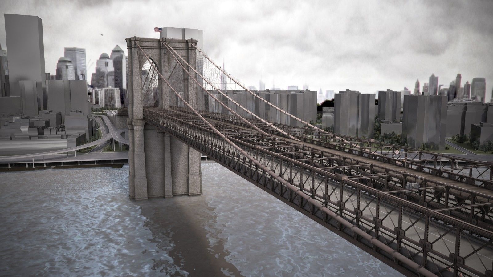 Brooklyn Bridge New York City 3D model_3