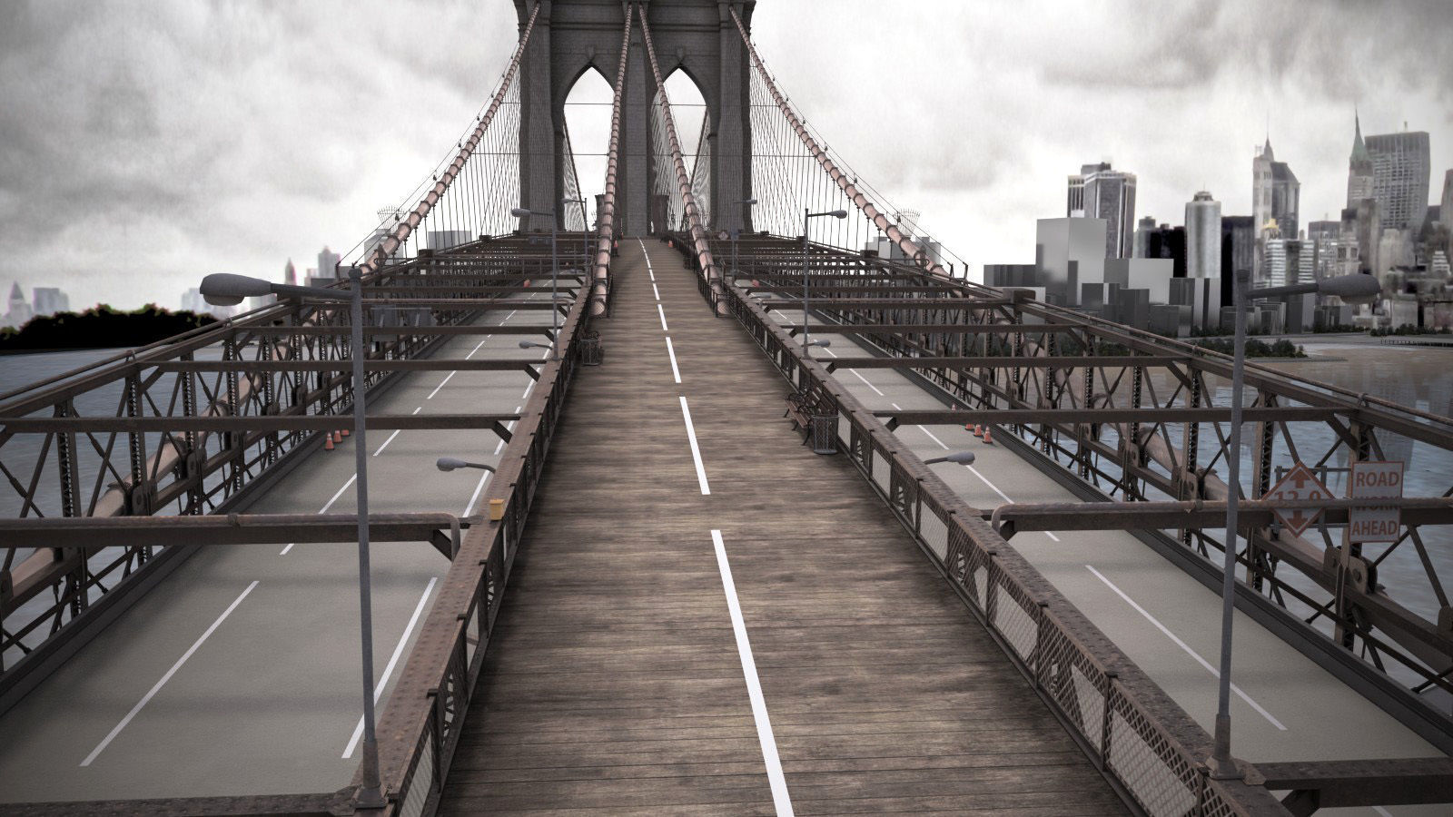 Brooklyn Bridge New York City 3D model_16