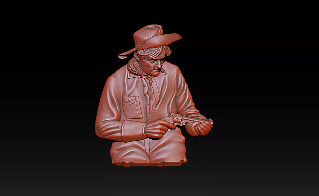 Wild West Cowboy 3D Relief 3D print model