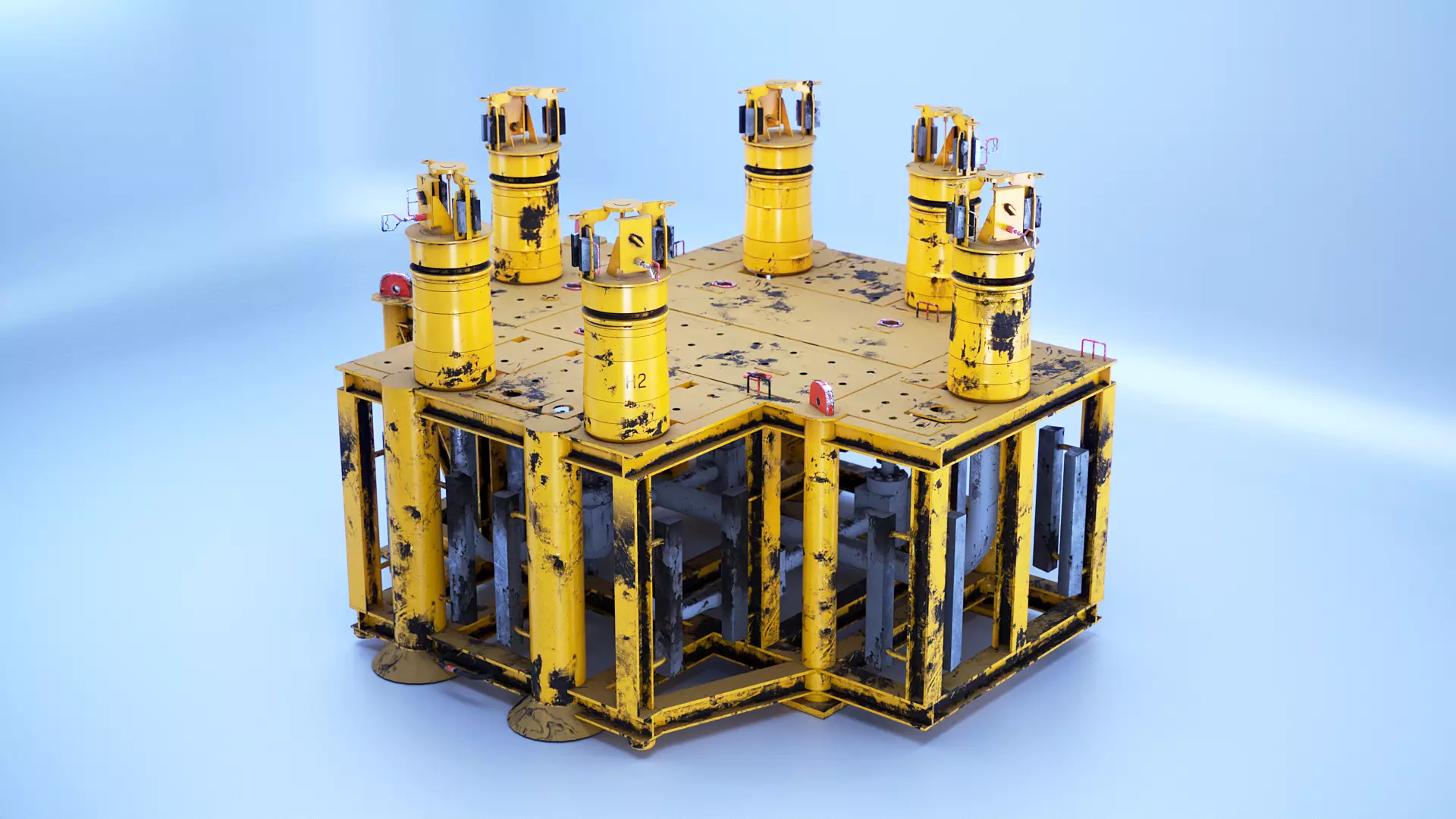 Generic Subsea 6 Hub Manifold Structure Used Low-poly 3D model