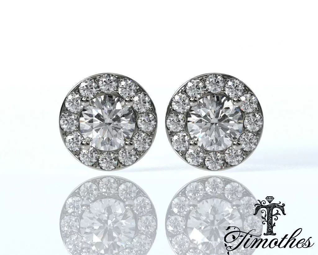 Timothes Diamond Earing 3D JewelryModel Printable 3D ER30 Free 3D print model