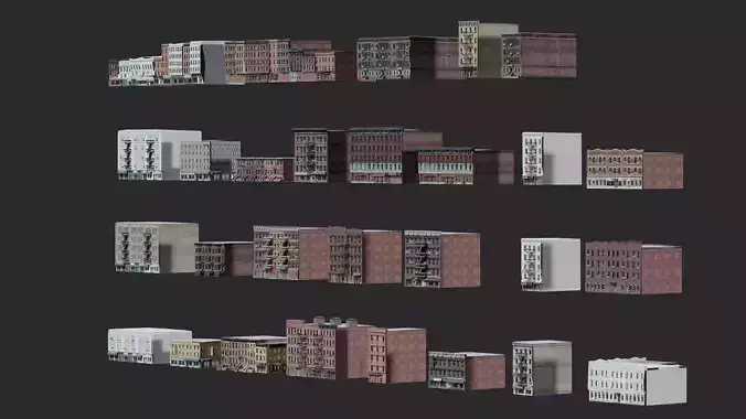 Urban Modular Building Pack Low-poly 3D model 5
