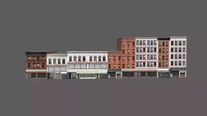 Urban Modular Building Pack Low-poly 3D model 6