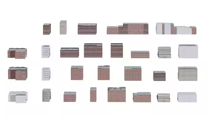 Urban Modular Building Pack Low-poly 3D model 2