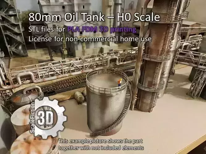 Industrial Oil Storage Tank with Spiral Staircase - H0 Scale STL