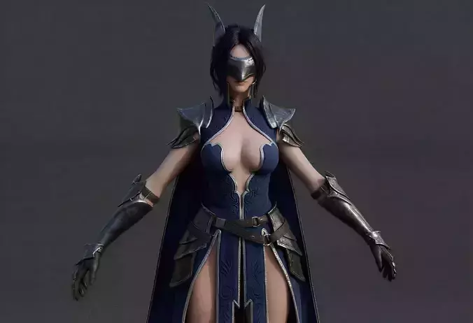Eldritch Valkyrie Base Mesh Pointed Horned Female Knight
