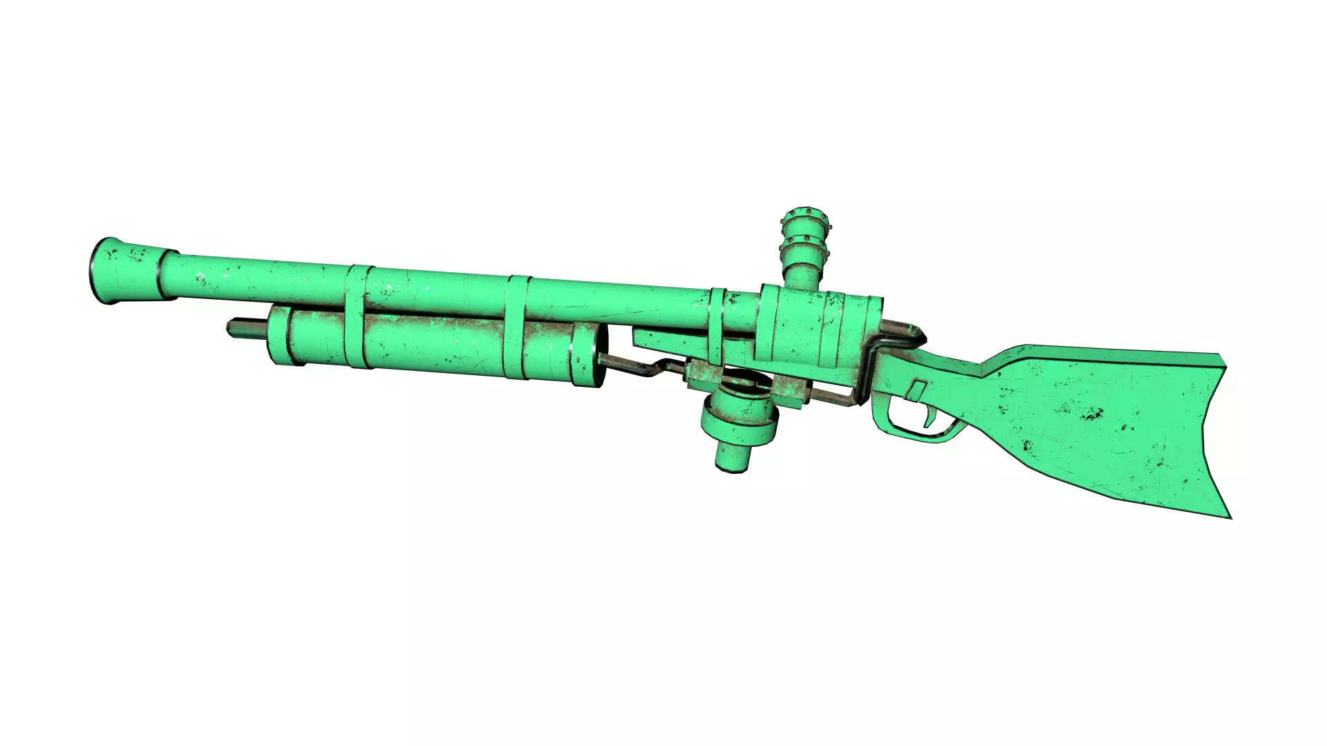 Post Apocalyptic Custom Shotgun Weapon Game Ready PBR 3D Model Low-poly 3D model