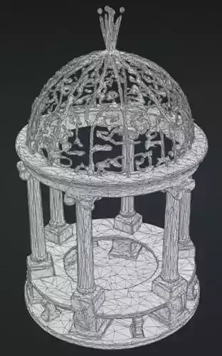 Garden gazebo with a wrought iron top 3D model
